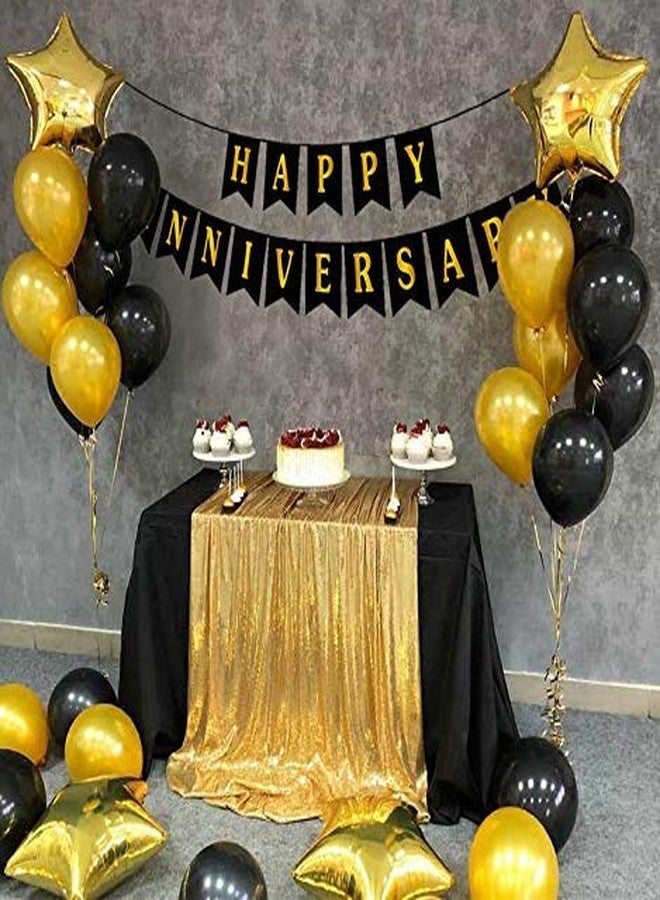 GR DESIGN® Happy Anniversary Banner - Black Colour - Home Bedroom Decorations Set - 1st 10th 25th 50th Wedding Anniversary Decor - Marriage Anniversary Banner - Image 5